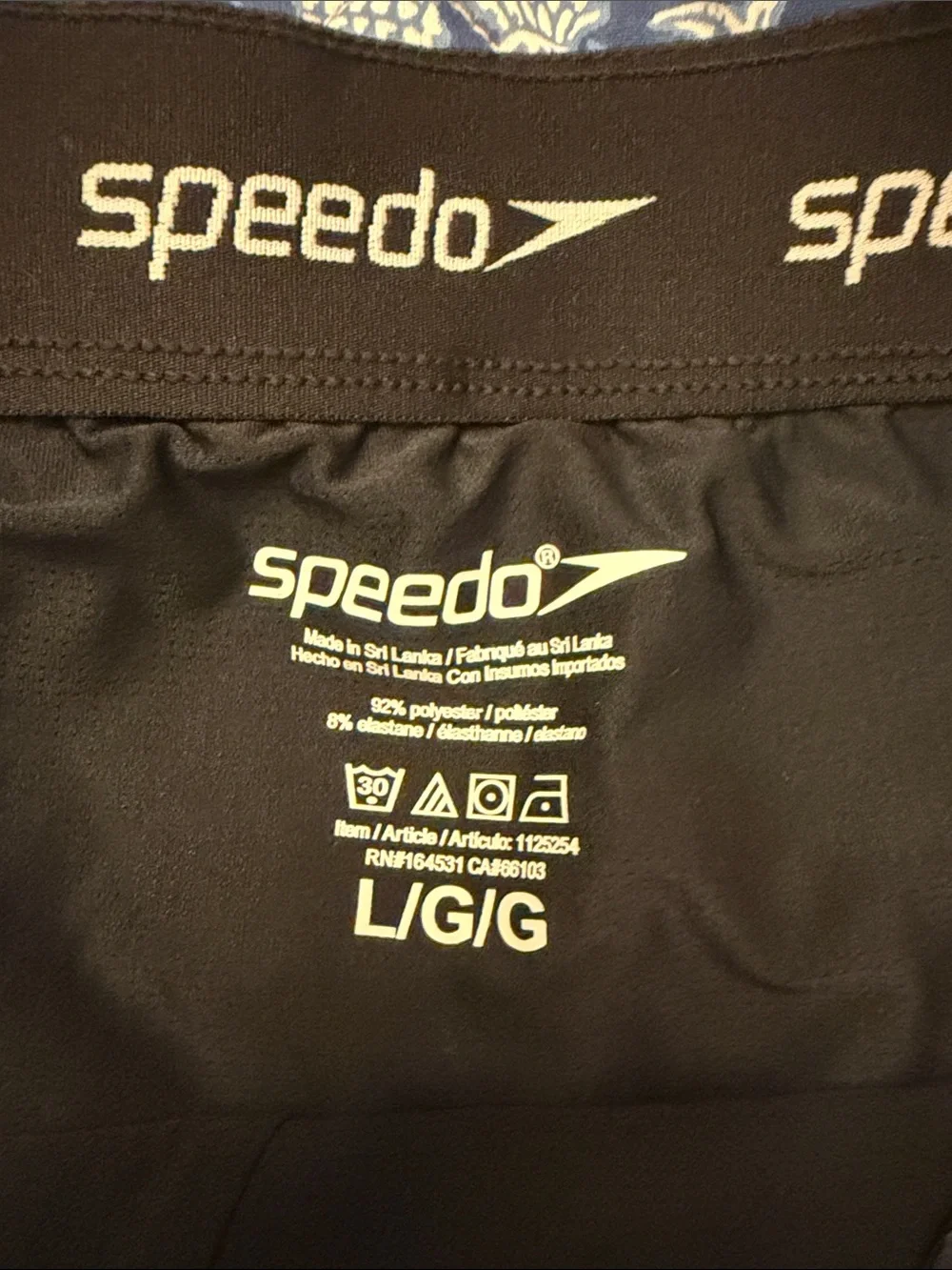 Speedo Black Floral Print Men’s Swim Trunks